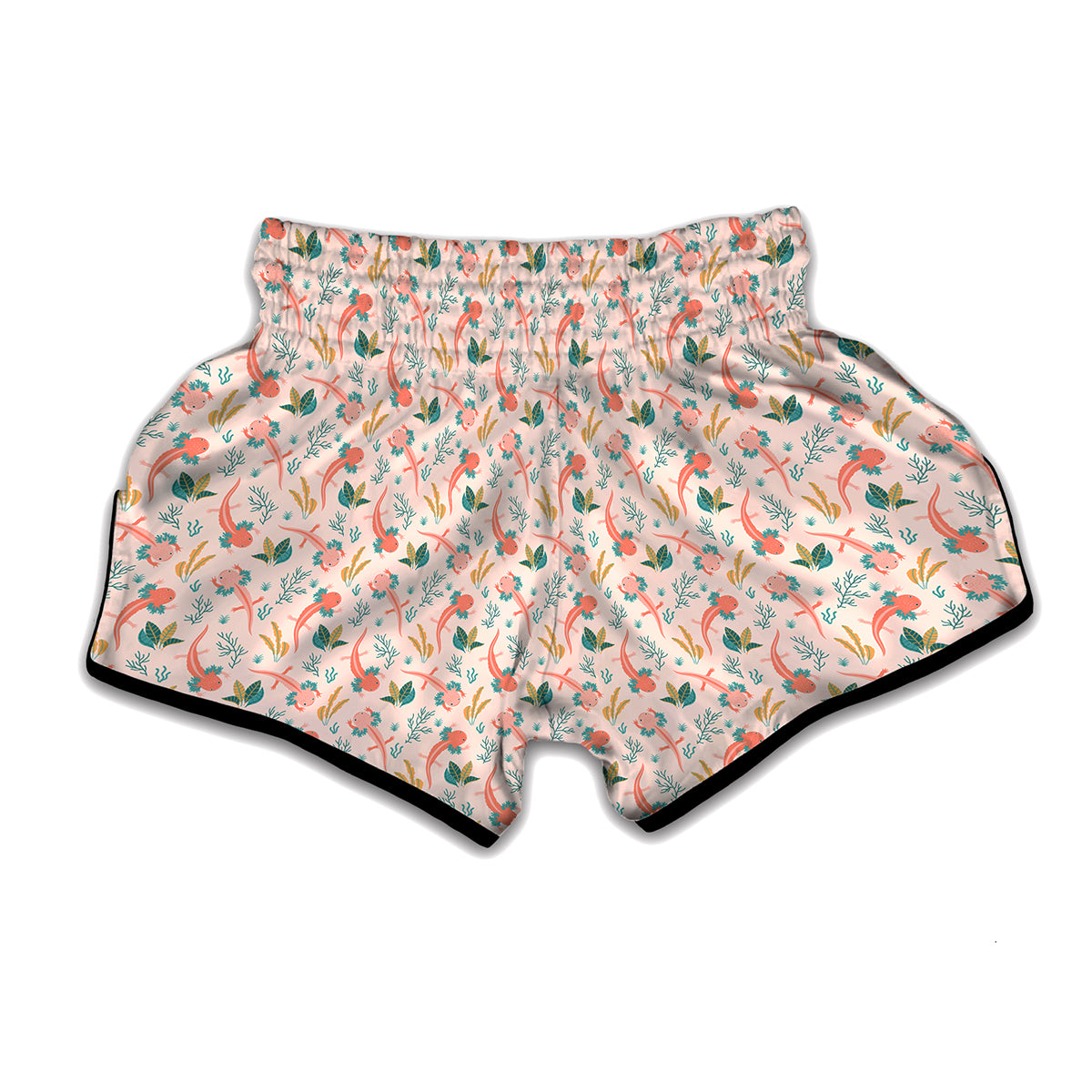 Pastel Axolotl Pattern Print Muay Thai Boxing Shorts