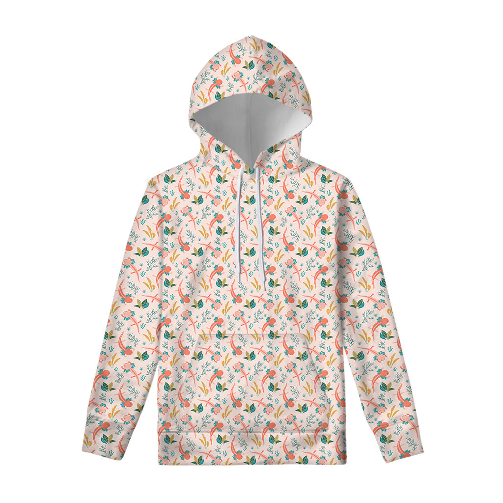 Pastel Axolotl Pattern Print Pullover Hoodie