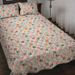 Pastel Axolotl Pattern Print Quilt Bed Set