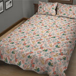 Pastel Axolotl Pattern Print Quilt Bed Set