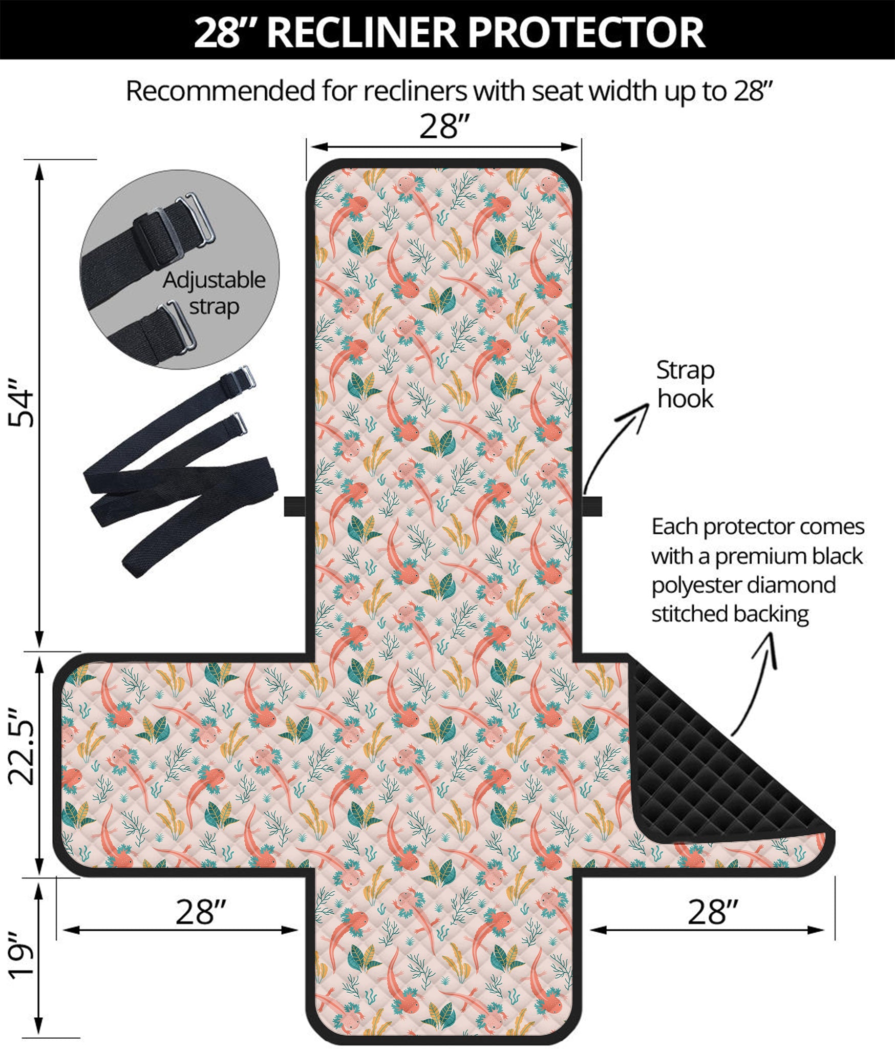 Pastel Axolotl Pattern Print Recliner Protector