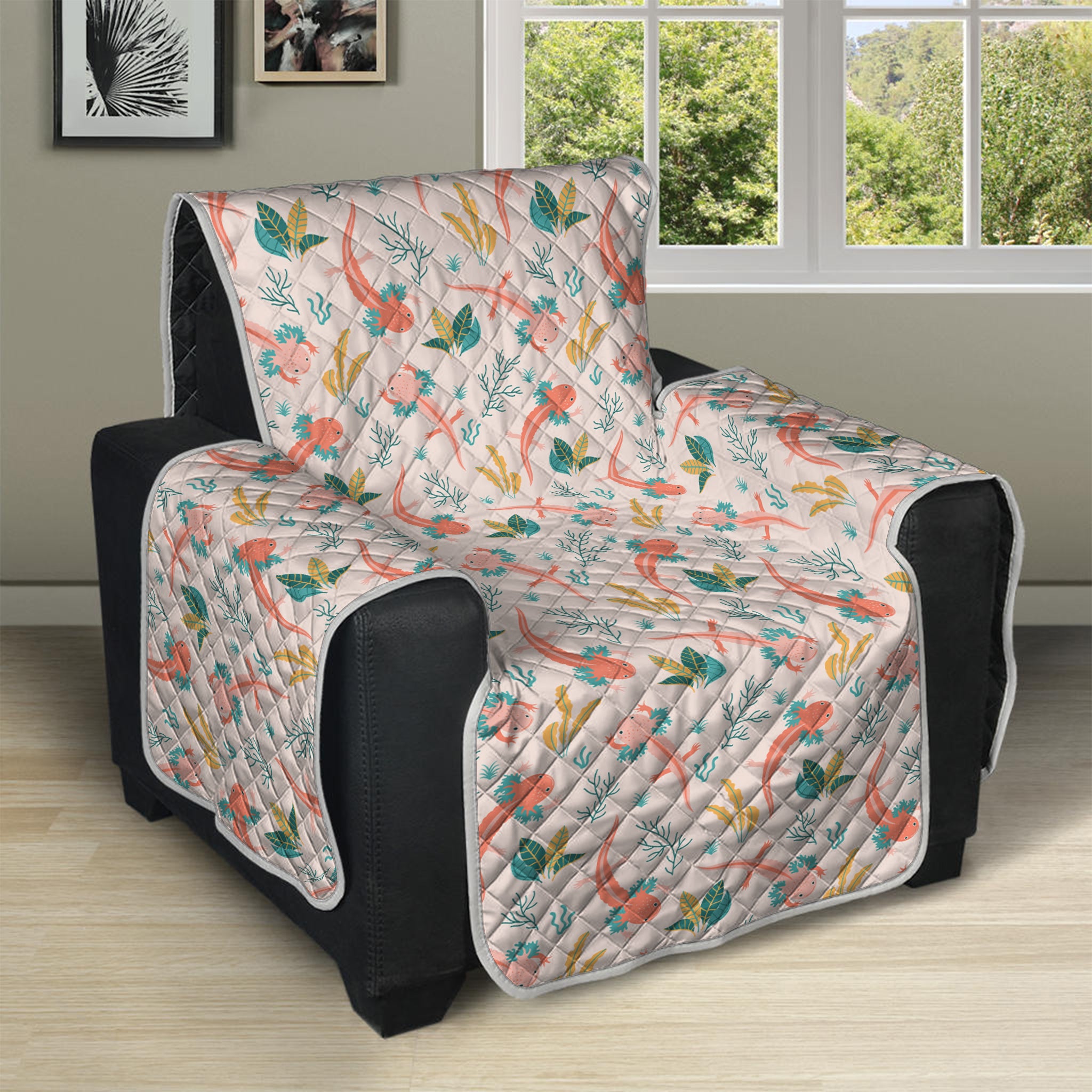 Pastel Axolotl Pattern Print Recliner Protector