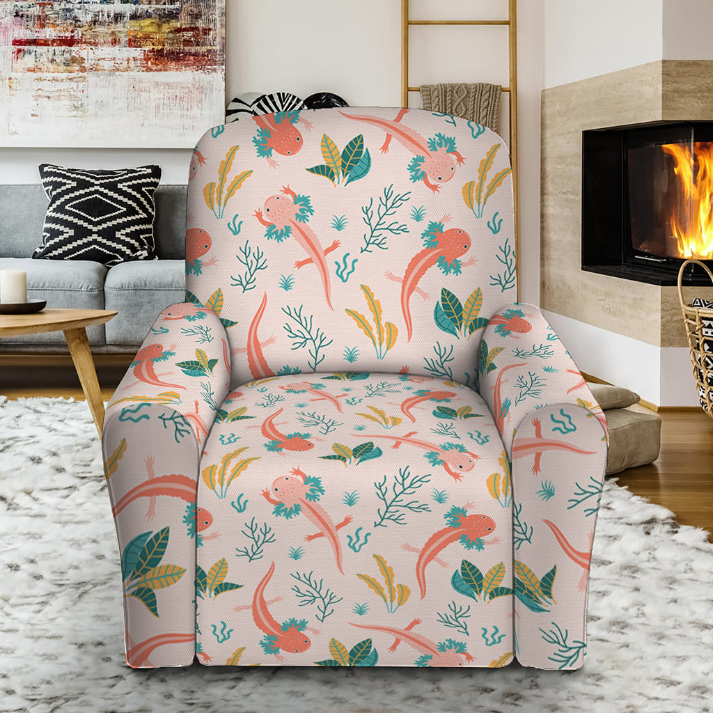 Pastel Axolotl Pattern Print Recliner Slipcover