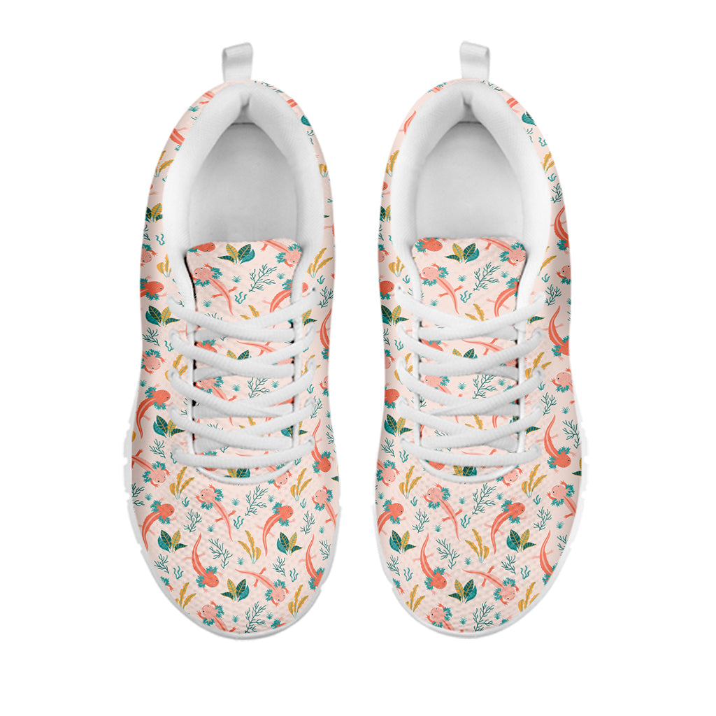Pastel Axolotl Pattern Print White Sneakers