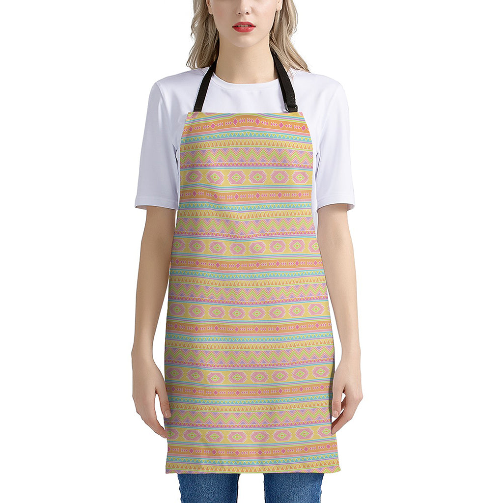Pastel Aztec Tribal Pattern Print Apron