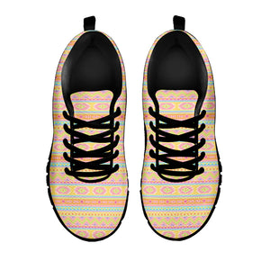 Pastel Aztec Tribal Pattern Print Black Sneakers