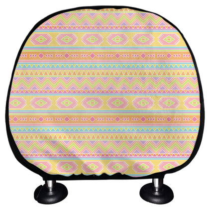 Pastel Aztec Tribal Pattern Print Car Headrest Covers