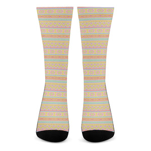 Pastel Aztec Tribal Pattern Print Crew Socks