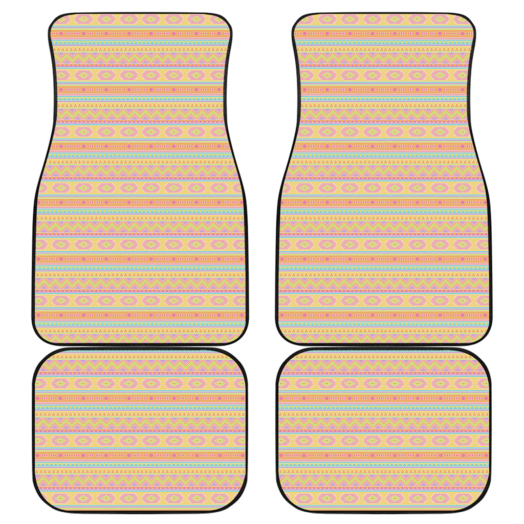 Pastel Aztec Tribal Pattern Print Front and Back Car Floor Mats