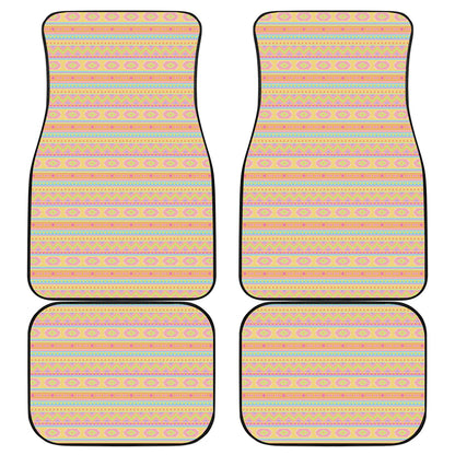 Pastel Aztec Tribal Pattern Print Front and Back Car Floor Mats