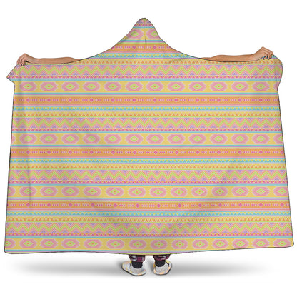 Pastel Aztec Tribal Pattern Print Hooded Blanket