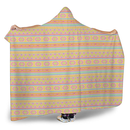 Pastel Aztec Tribal Pattern Print Hooded Blanket