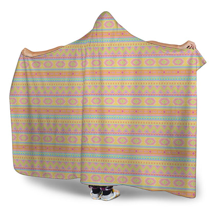 Pastel Aztec Tribal Pattern Print Hooded Blanket