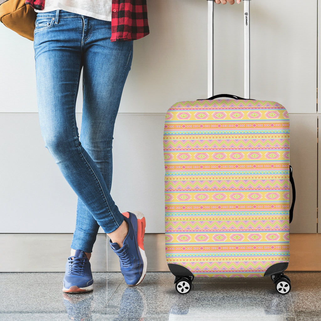 Pastel Aztec Tribal Pattern Print Luggage Cover