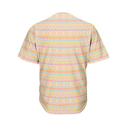 Pastel Aztec Tribal Pattern Print Men's Baseball Jersey