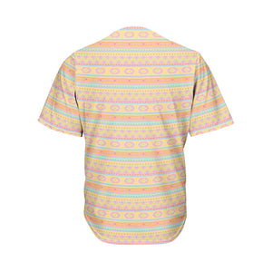 Pastel Aztec Tribal Pattern Print Men's Baseball Jersey