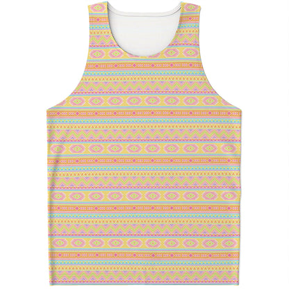 Pastel Aztec Tribal Pattern Print Men's Tank Top