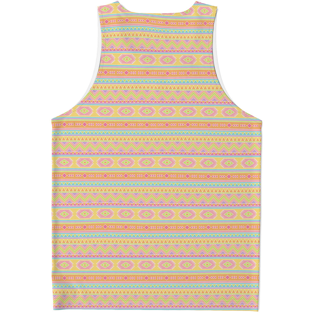 Pastel Aztec Tribal Pattern Print Men's Tank Top