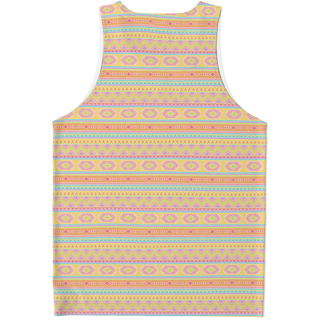 Pastel Aztec Tribal Pattern Print Men's Tank Top