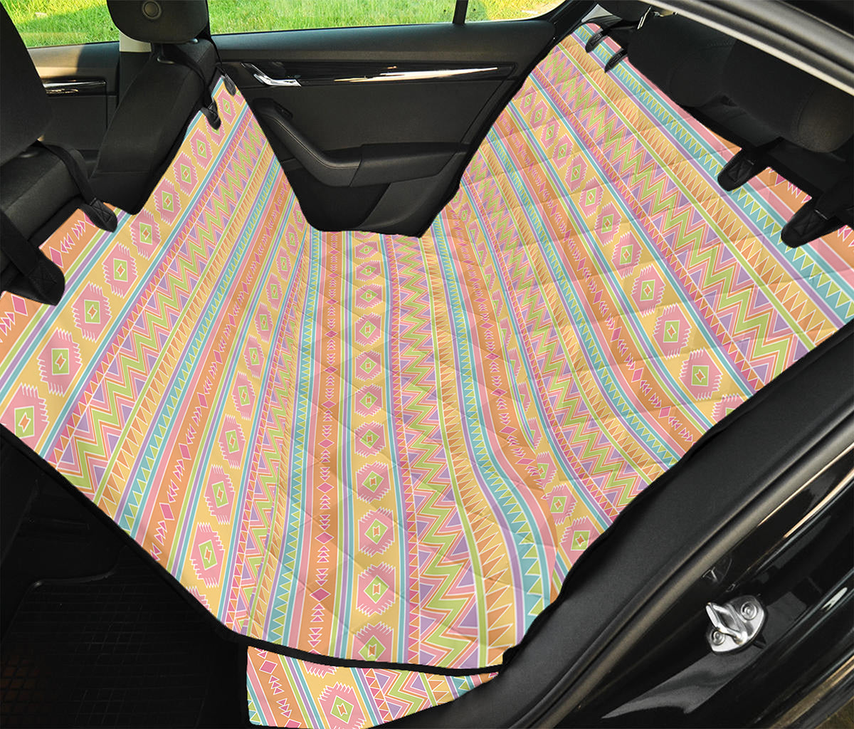 Pastel Aztec Tribal Pattern Print Pet Car Back Seat Cover