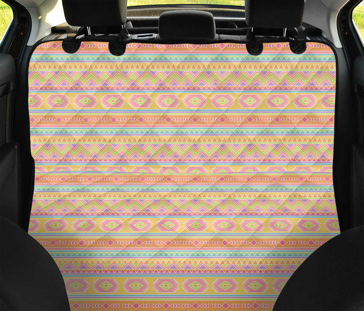 Pastel Aztec Tribal Pattern Print Pet Car Back Seat Cover