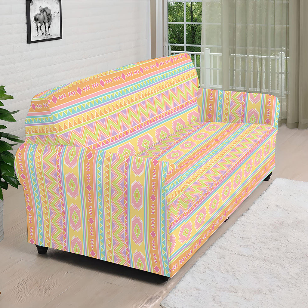 Pastel Aztec Tribal Pattern Print Sofa Cover