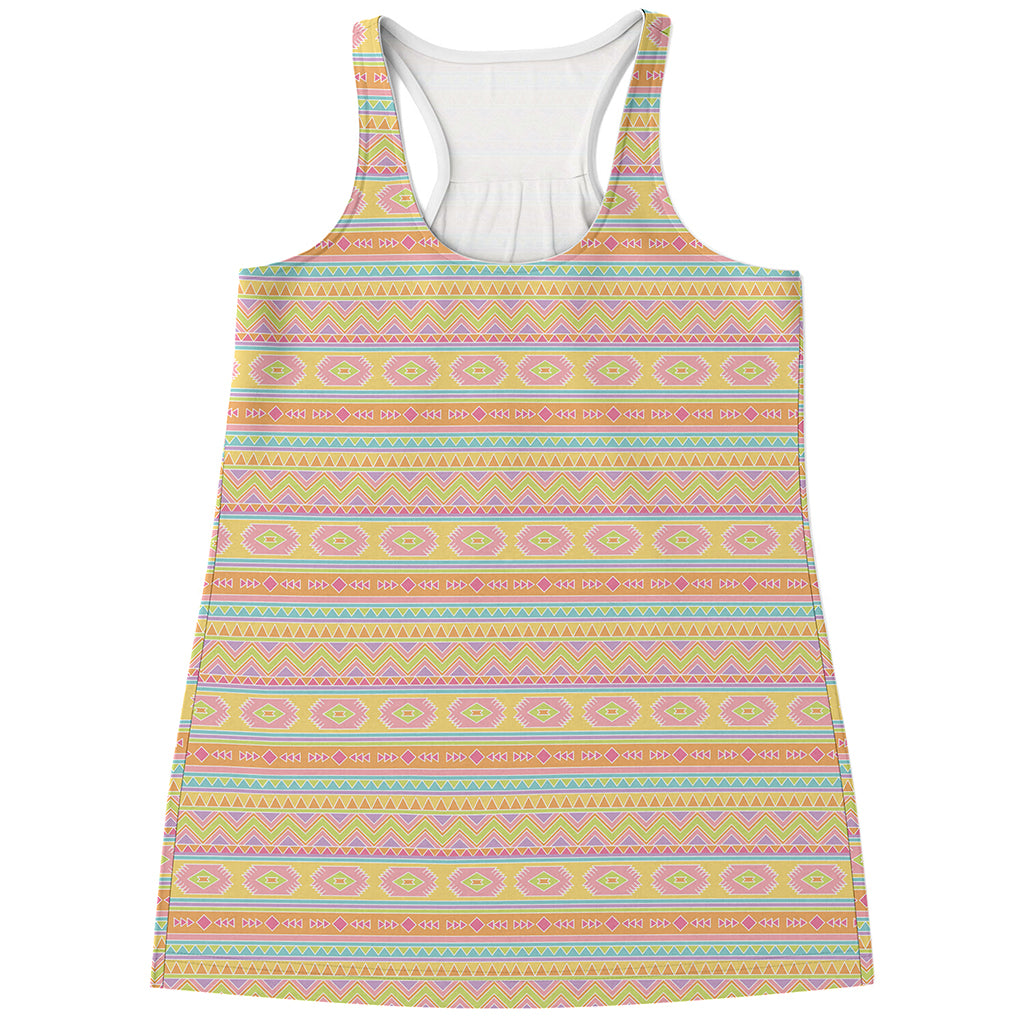 Pastel Aztec Tribal Pattern Print Women's Racerback Tank Top