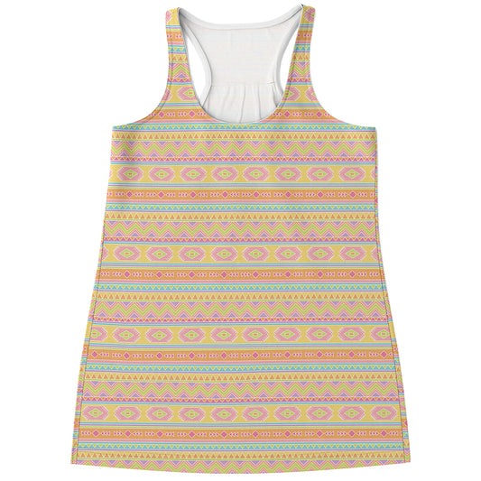 Pastel Aztec Tribal Pattern Print Women's Racerback Tank Top