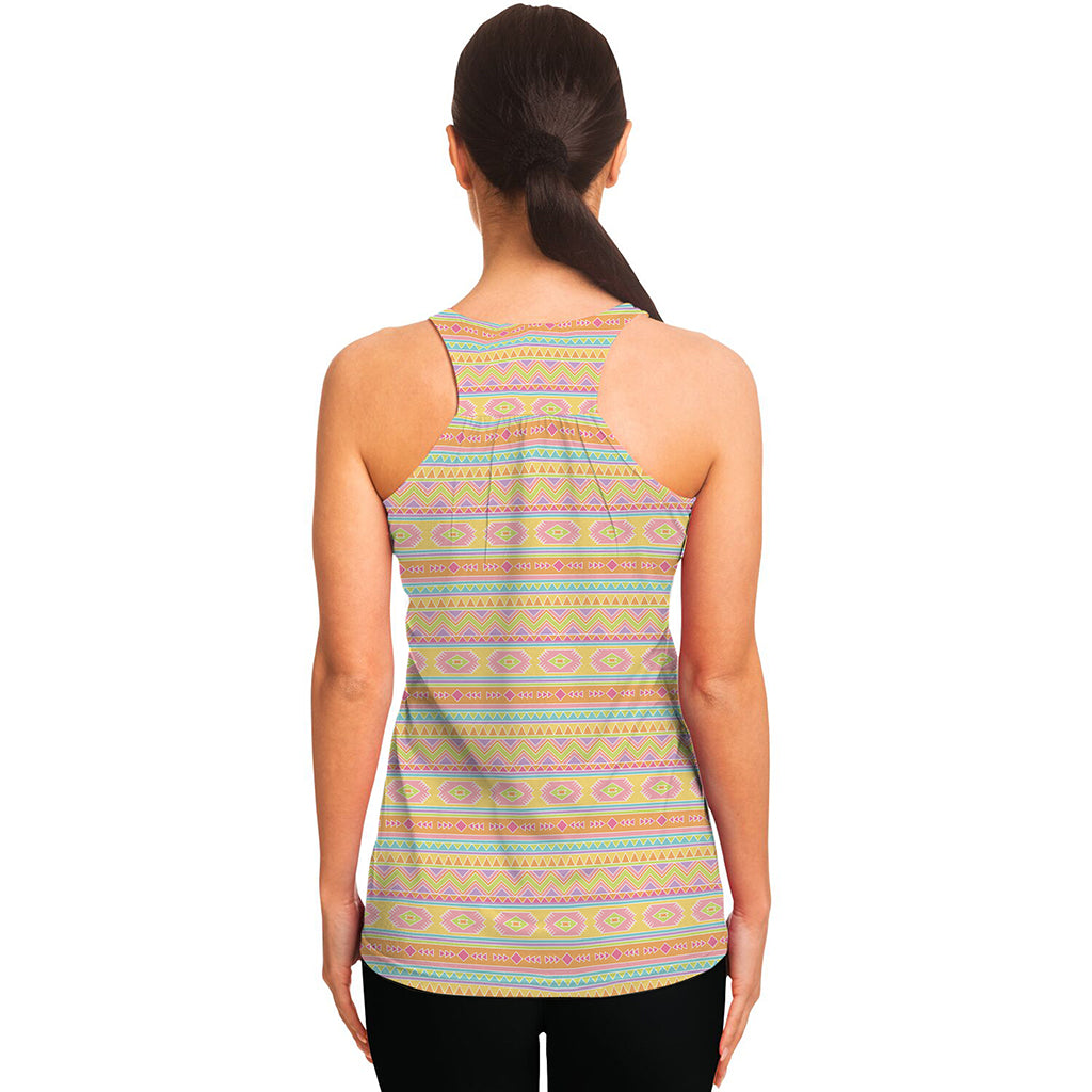 Pastel Aztec Tribal Pattern Print Women's Racerback Tank Top