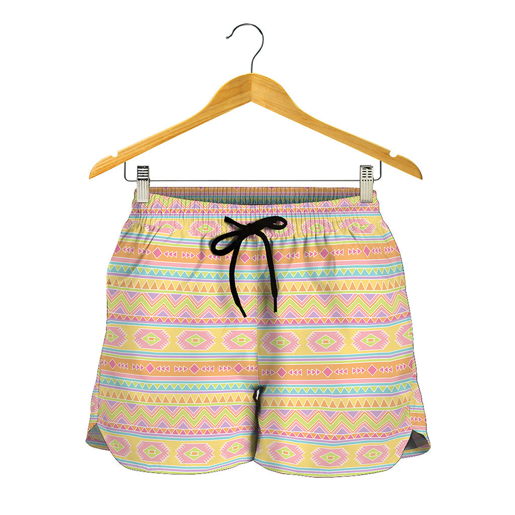 Pastel Aztec Tribal Pattern Print Women's Shorts