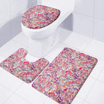 Pastel Bohemian Floral Pattern Print 3 Piece Bath Mat Set