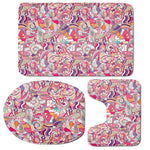 Pastel Bohemian Floral Pattern Print 3 Piece Bath Mat Set