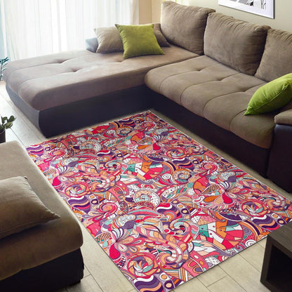 Pastel Bohemian Floral Pattern Print Area Rug GearFrost