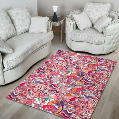 Pastel Bohemian Floral Pattern Print Area Rug GearFrost