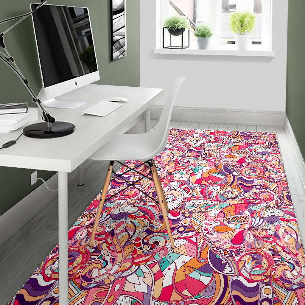 Pastel Bohemian Floral Pattern Print Area Rug GearFrost
