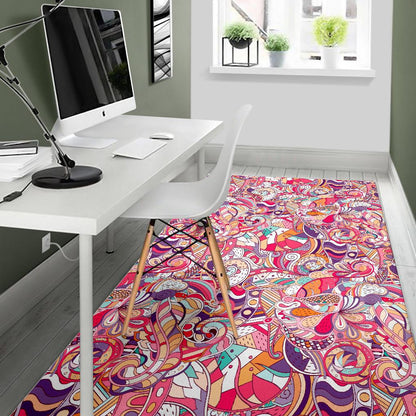 Pastel Bohemian Floral Pattern Print Area Rug GearFrost