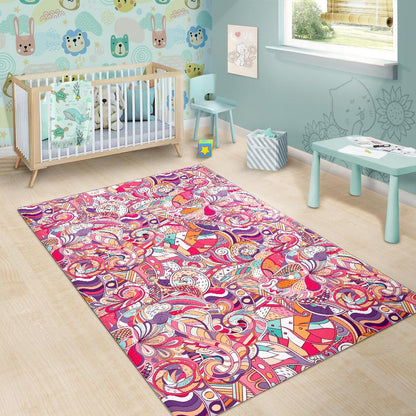 Pastel Bohemian Floral Pattern Print Area Rug GearFrost
