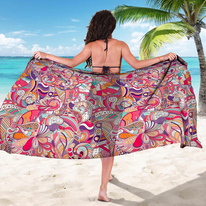Pastel Bohemian Floral Pattern Print Beach Sarong Wrap