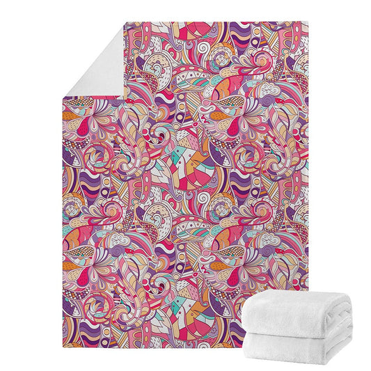 Pastel Bohemian Floral Pattern Print Blanket