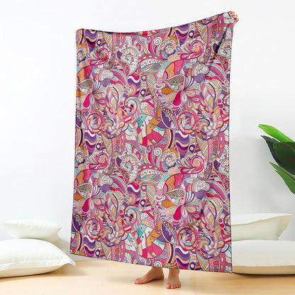 Pastel Bohemian Floral Pattern Print Blanket