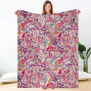 Pastel Bohemian Floral Pattern Print Blanket