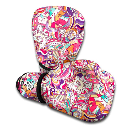 Pastel Bohemian Floral Pattern Print Boxing Gloves
