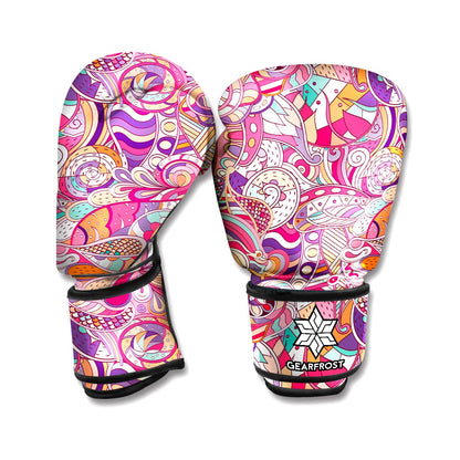 Pastel Bohemian Floral Pattern Print Boxing Gloves