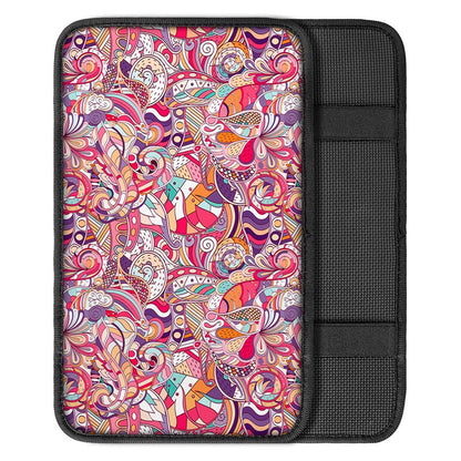 Pastel Bohemian Floral Pattern Print Car Center Console Cover