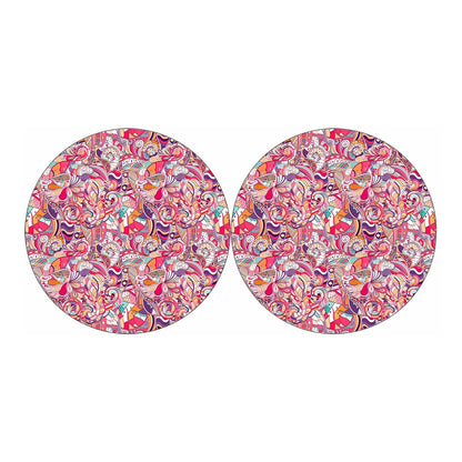 Pastel Bohemian Floral Pattern Print Car Coasters
