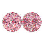 Pastel Bohemian Floral Pattern Print Car Coasters