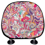Pastel Bohemian Floral Pattern Print Car Headrest Covers