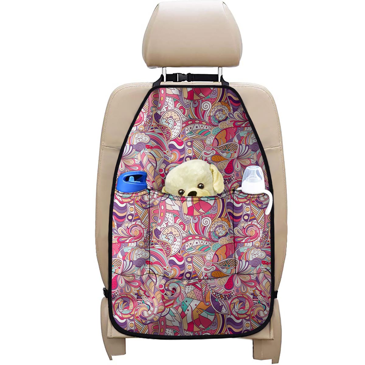 Pastel Bohemian Floral Pattern Print Car Seat Organizers
