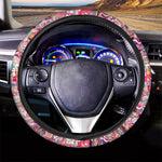 Pastel Bohemian Floral Pattern Print Car Steering Wheel Cover