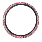 Pastel Bohemian Floral Pattern Print Car Steering Wheel Cover